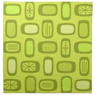 Midcentury MCM Rounded Rectangles Chartreuse Cloth Napkin