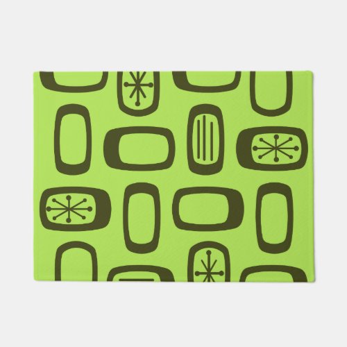Midcentury MCM Rounded Rectangles Chartreuse Doormat
