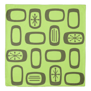 Midcentury MCM Rounded Rectangles Chartreuse Duvet Cover