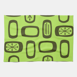Midcentury MCM Rounded Rectangles Chartreuse Kitchen Towel