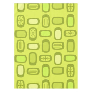 Midcentury MCM Rounded Rectangles Chartreuse Tablecloth