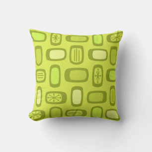 Midcentury MCM Rounded Rectangles Chartreuse Throw Pillow