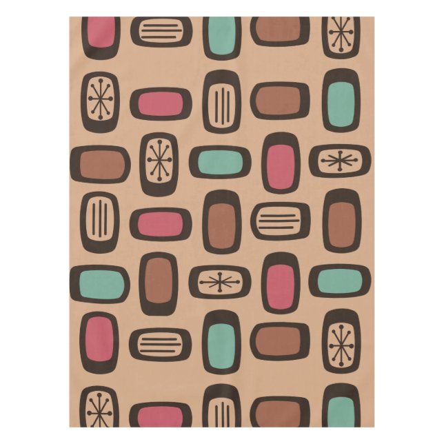 Midcentury MCM Rounded Rectangles Christmas Cookie Tablecloth (Front)