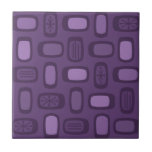 Midcentury MCM Rounded Rectangles Dark Purple Ceramic Tile