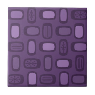 Midcentury MCM Rounded Rectangles Dark Purple Ceramic Tile