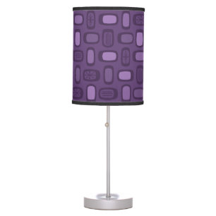 Midcentury MCM Rounded Rectangles Dark Purple Table Lamp