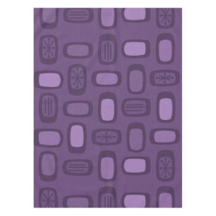 Midcentury MCM Rounded Rectangles Dark Purple Tablecloth