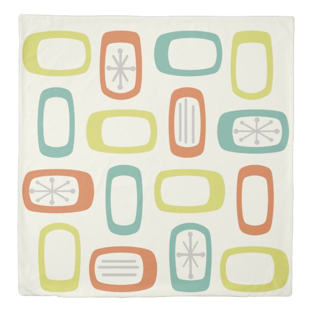 Midcentury MCM Rounded Rectangles Duvet Cover (Front)