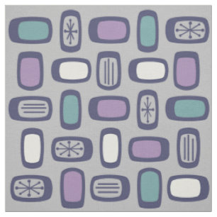 Midcentury MCM Rounded Rectangles Gray Purple Fabric