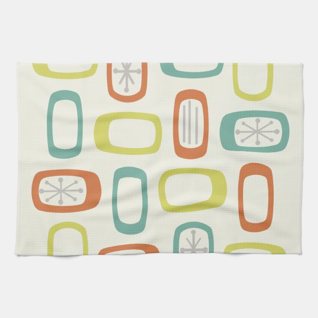 Midcentury MCM Rounded Rectangles Kitchen Towel (Horizontal)