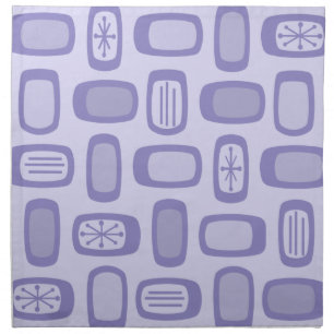 Midcentury MCM Rounded Rectangles Lavender Cloth Napkin
