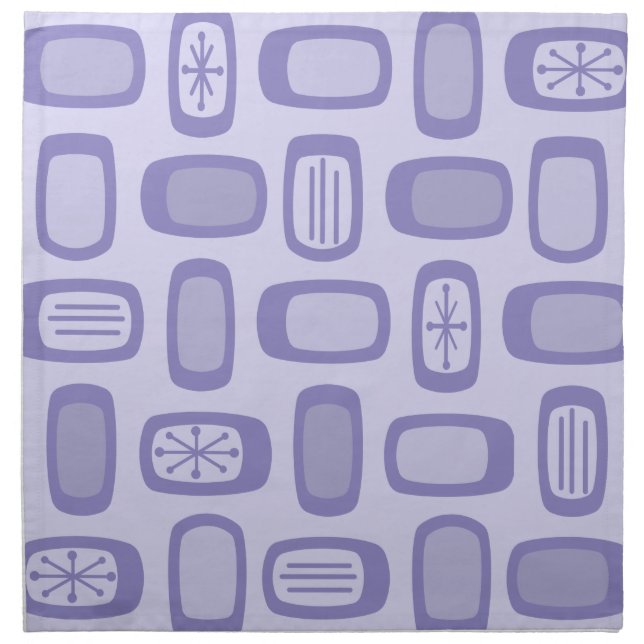 Midcentury MCM Rounded Rectangles Lavender Cloth Napkin (Front)
