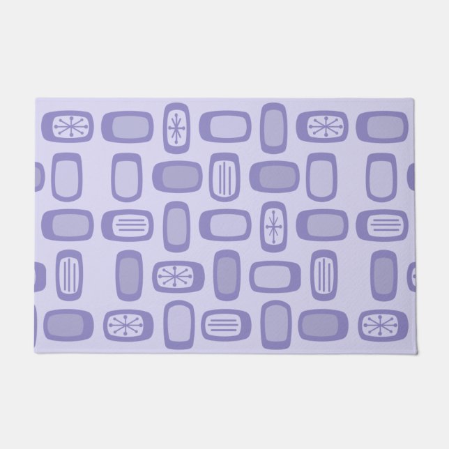 Midcentury MCM Rounded Rectangles Lavender Doormat (Front)