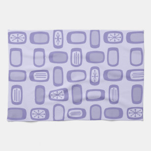 Midcentury MCM Rounded Rectangles Lavender Kitchen Towel