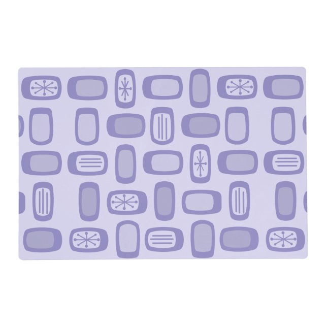 Midcentury MCM Rounded Rectangles Lavender Placemat (Front)