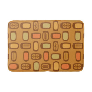 Midcentury MCM Rounded Rectangles Ochre Bath Mat