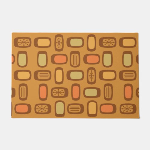 Midcentury MCM Rounded Rectangles Ochre Doormat