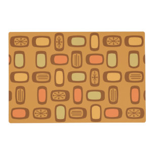 Midcentury MCM Rounded Rectangles Ochre Placemat