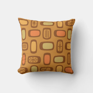 Midcentury MCM Rounded Rectangles Ochre Throw Pillow
