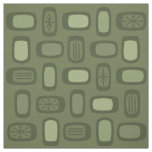 Midcentury MCM Rounded Rectangles Olive Green Fabric