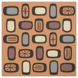 Midcentury MCM Rounded Rectangles Orange Brown Fabric