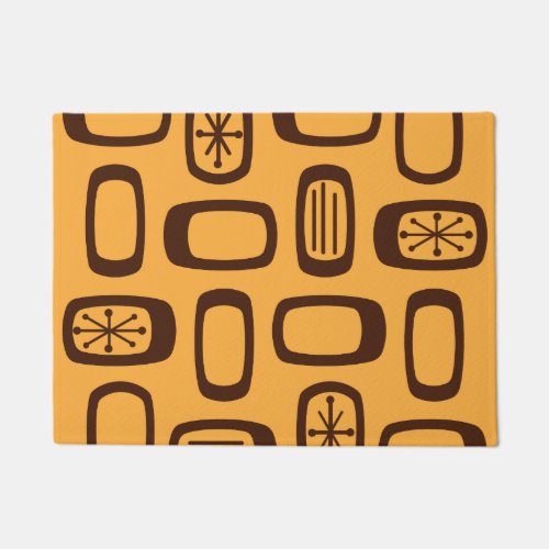 Midcentury MCM Rounded Rectangles Orange Doormat