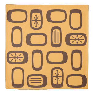 Midcentury MCM Rounded Rectangles Orange Duvet Cover