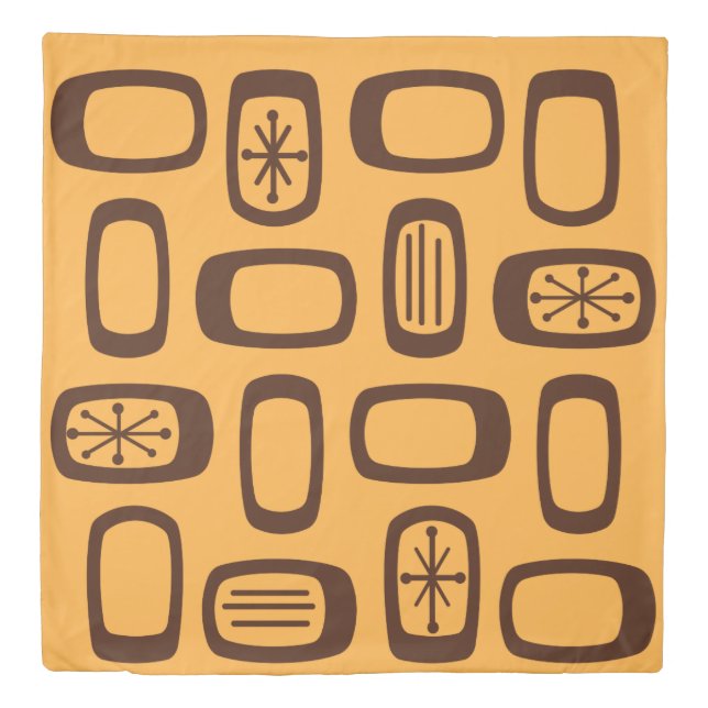 Midcentury MCM Rounded Rectangles Orange Duvet Cover (Front)