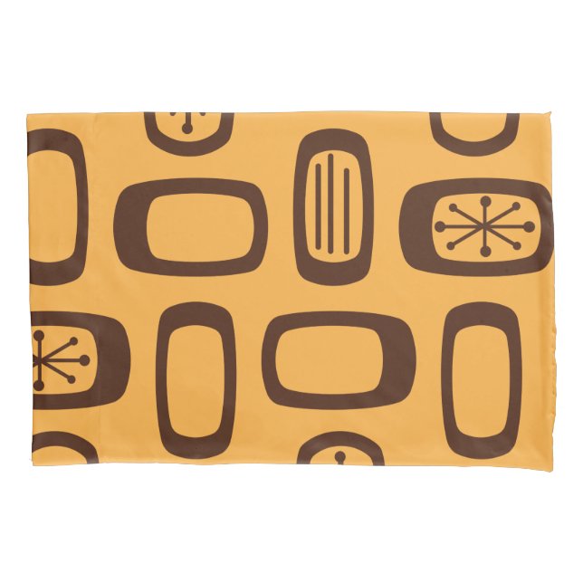 Midcentury MCM Rounded Rectangles Orange Pillow Case (Front)