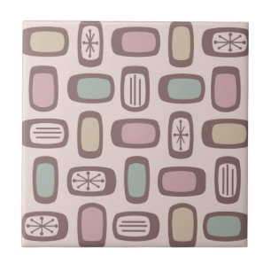 Midcentury MCM Rounded Rectangles Pink Pastel Ceramic Tile