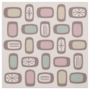 Midcentury MCM Rounded Rectangles Pink Pastel Fabric