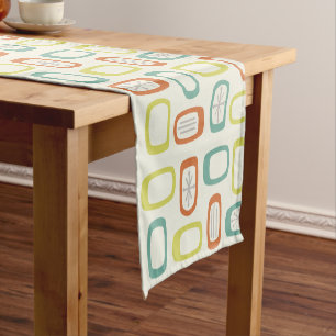 Midcentury MCM Rounded Rectangles Short Table Runner