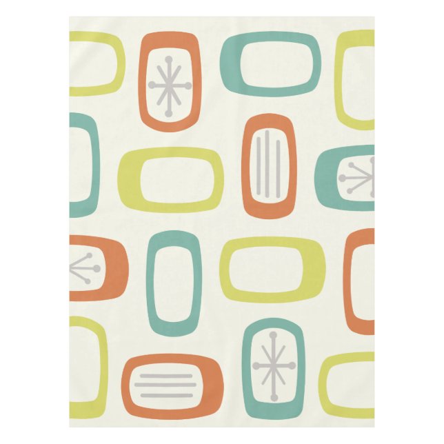 Midcentury MCM Rounded Rectangles Tablecloth (Front)