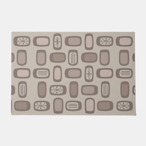 Midcentury MCM Rounded Rectangles Taupe Doormat
