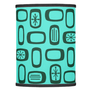Midcentury MCM Rounded Rectangles Turquoise Lamp Shade