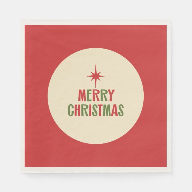 Midcentury Merry Christmas Retro Typography Napkins (Front)