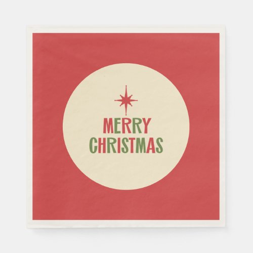 Midcentury Merry Christmas Retro Typography Napkins