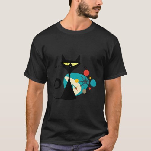 Midcentury Mid Century Cat Atomic Age Space Modern T_Shirt