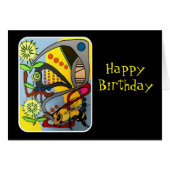 'MidCentury Mod Abstract Garden Bee' painting on a (Front Horizontal)