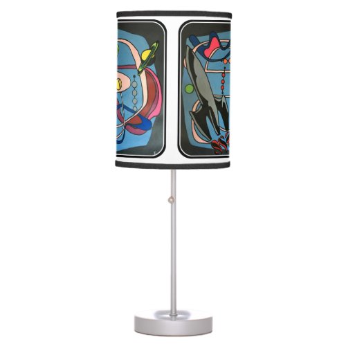 MidCentury Mod Space is the Place painting on a Table Lamp