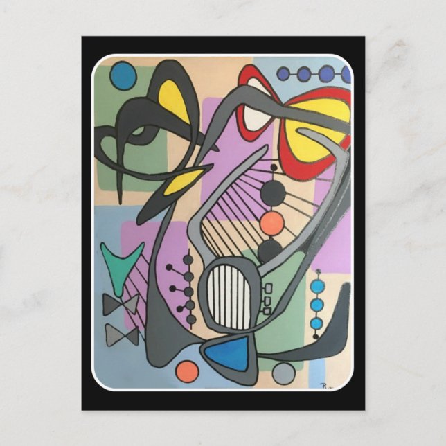 'MidCentury Mod Spider Song' painting on a Postcard (Front)