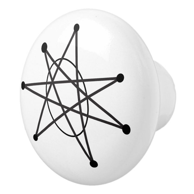 Midcentury Modern Abstract Atomic MCM MOD Star Art Ceramic Knob (Right)