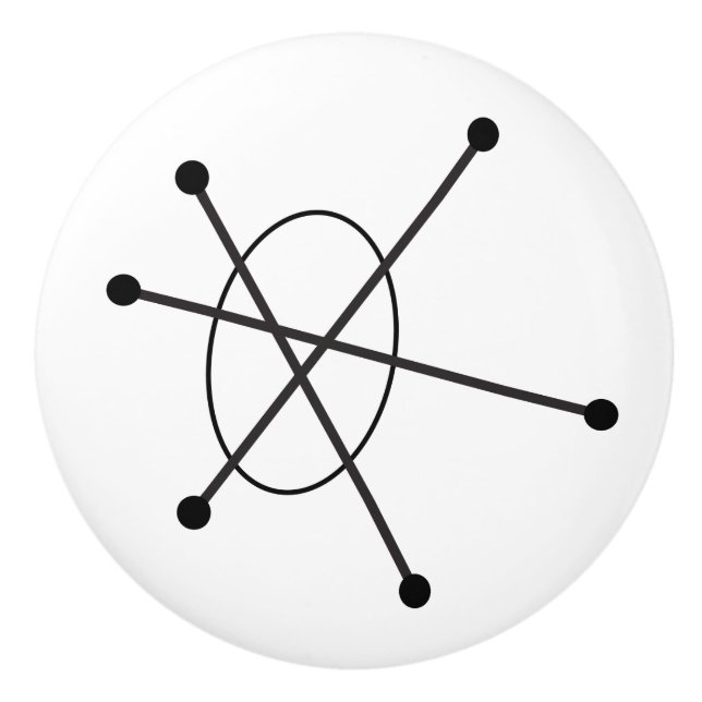 Midcentury Modern Abstract Atomic MCM Molecule Ceramic Knob (Front)