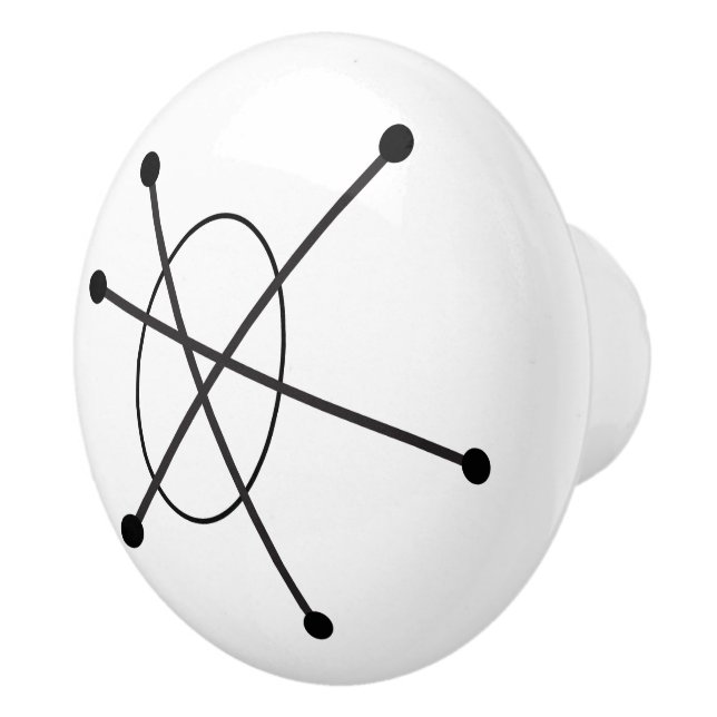 Midcentury Modern Abstract Atomic MCM Molecule Ceramic Knob (Right)