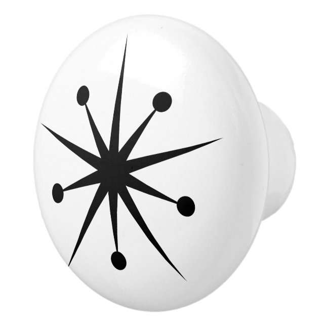 Midcentury Modern Abstract Atomic MCM Starburst    Ceramic Knob (Right)