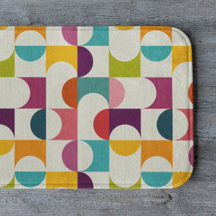Midcentury Modern Abstract Geometric Print Bath Mat