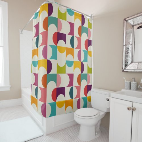 Midcentury Modern Abstract Geometric Print Shower Curtain