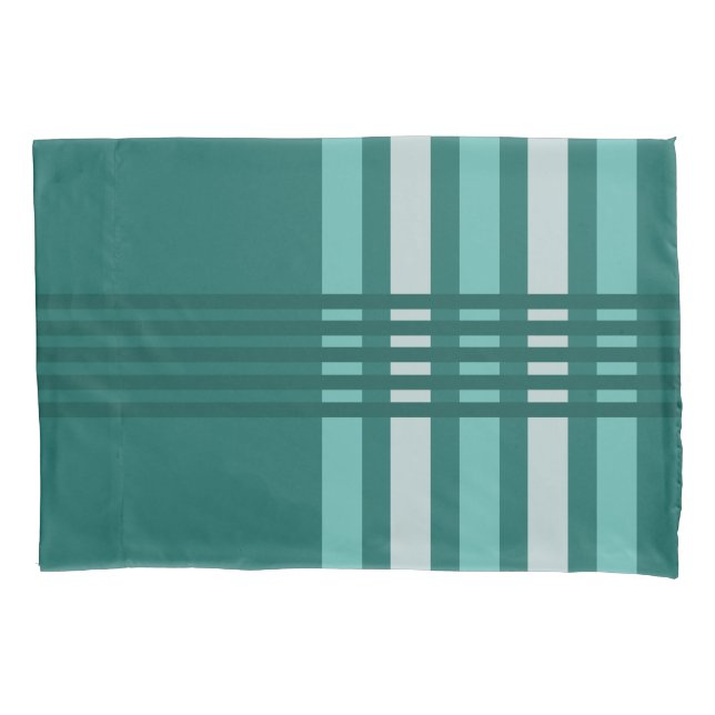 Midcentury Modern Abstract Lines Turquoise Pillow Case (Front)