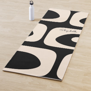 Midcentury Modern Abstract Personalized Black Yoga Mat