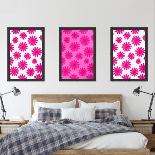midcentury modern abstract retro botanical pattern wall art sets